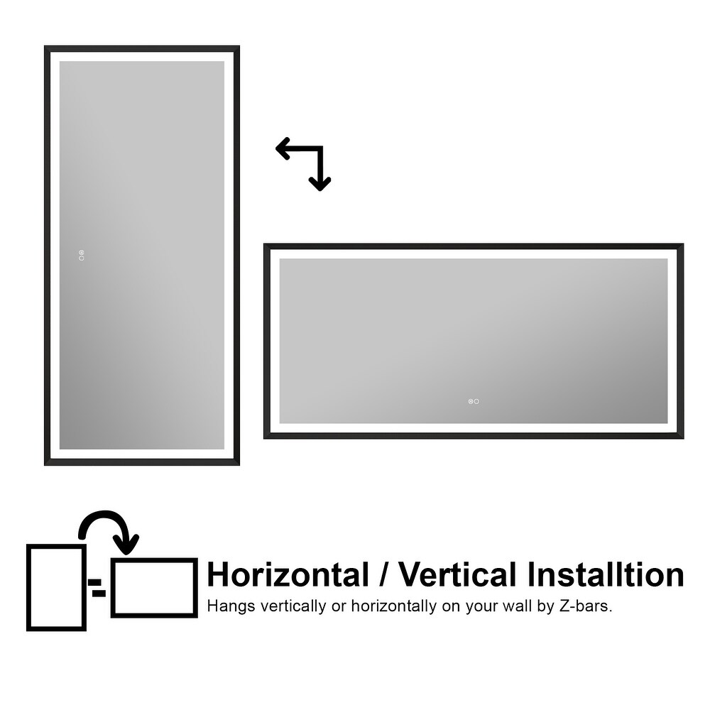 Wall Mounted Back Light Bathroom Framed LED Mirror Anti  Fog With Dimmable Light Touch Sensor And Memory Function