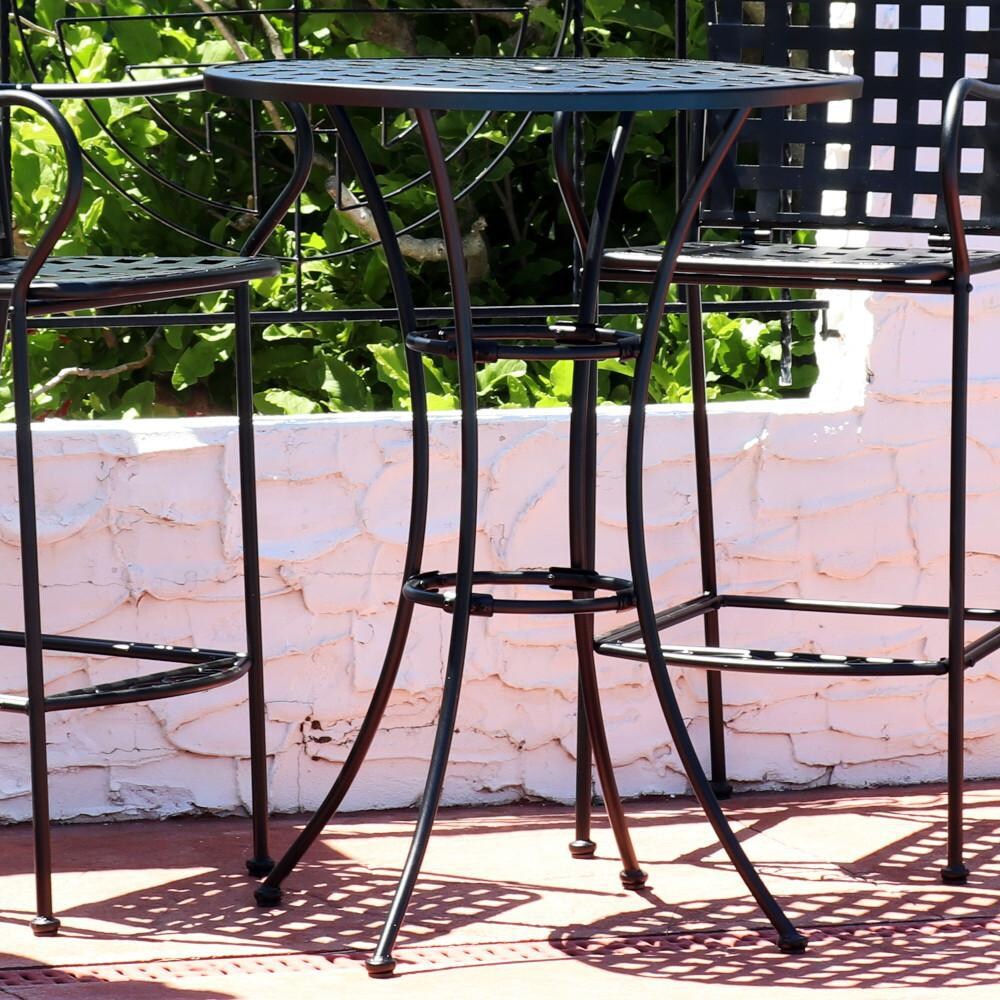 Ultimate Patio Elegant Round Black Wrought Iron Bar Table