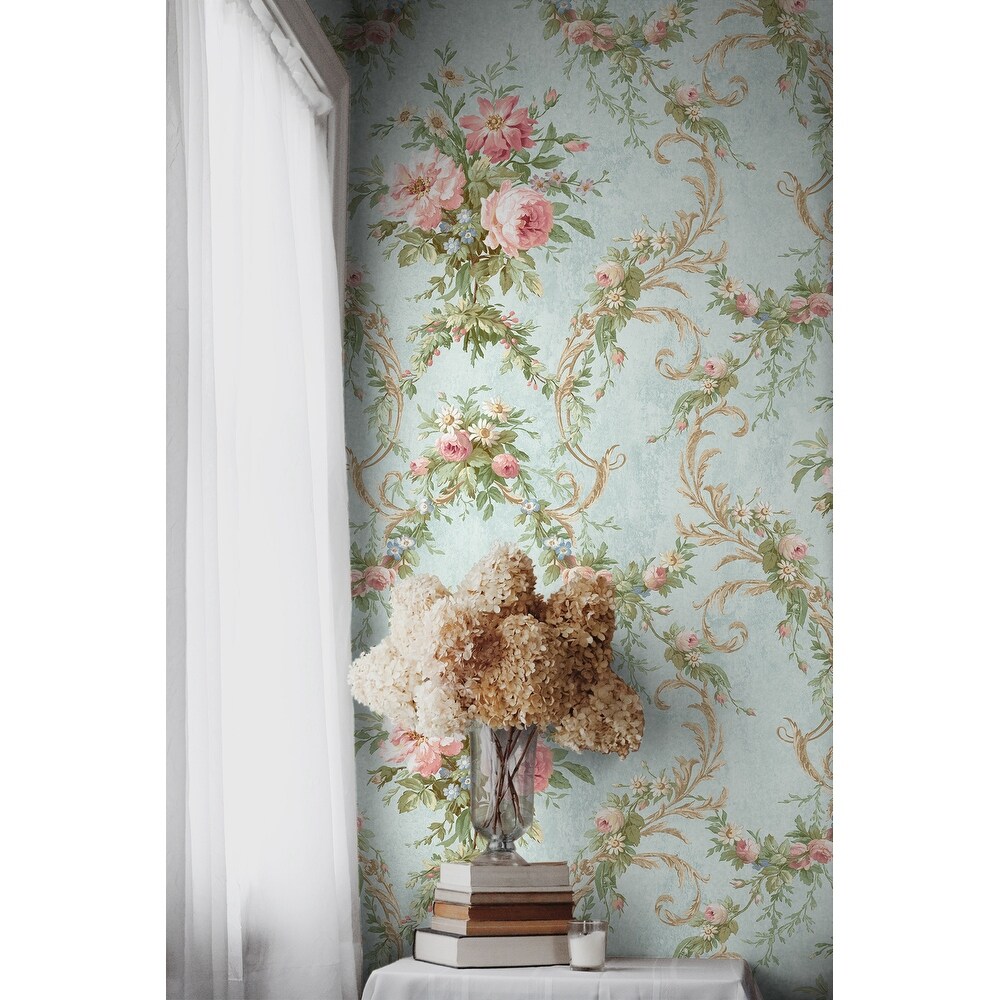 Seabrook Designs Alice Floral Damask Unpasted Wallpaper