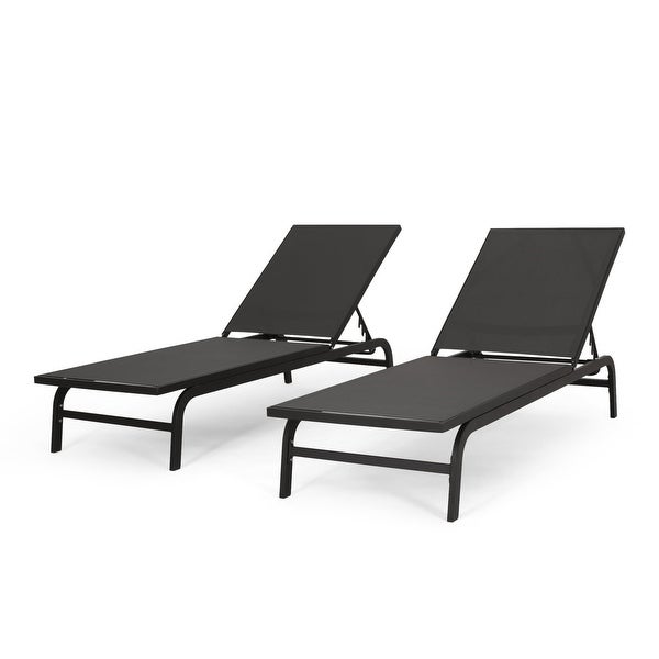 Wilsey Reclining Aluminum Outdoor Chaise Lounge - Set of 2， Dark Gray