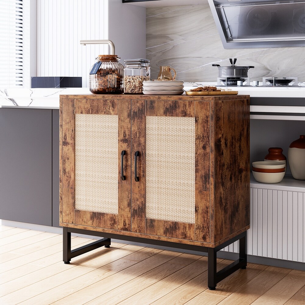 Rattan Sideboard Kitchen Buffet Cabinet