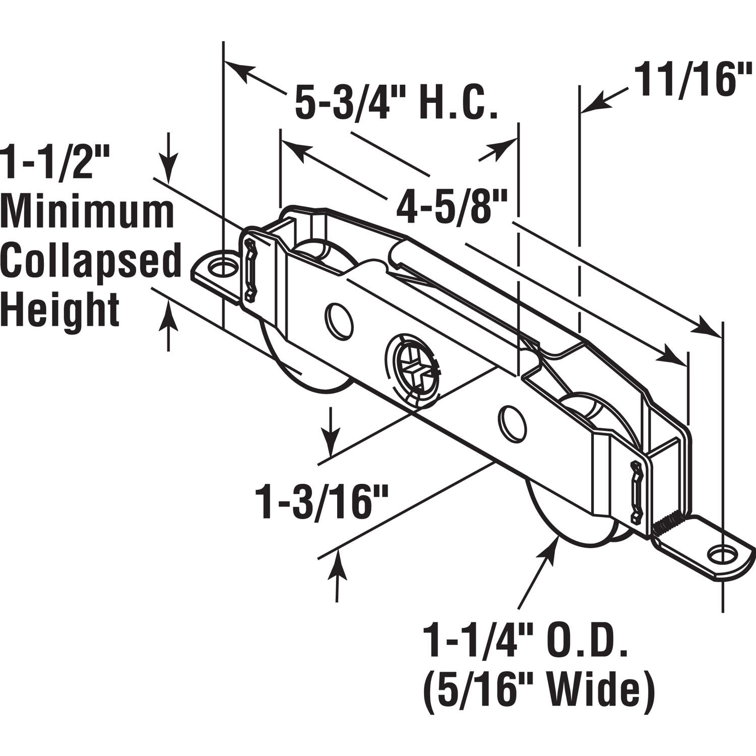 Prime-Line 1-1/4 in. D X 0.31 in. L Steel Roller Assembly 1 pk