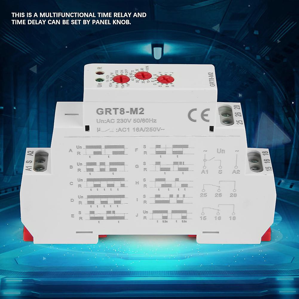 Grt8-m2 Multifunctional Delay Time Relay With 10 Functions Din Rail Mount Ac 220v