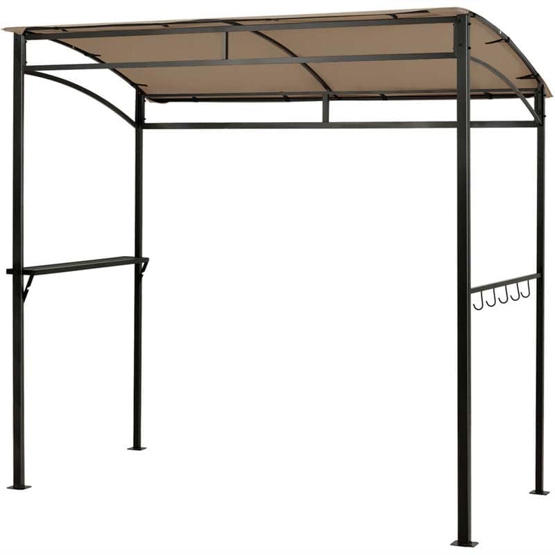 7 x 4.5 FT Outdoor Patio Grill Gazebo, Curved Grill Shelter BBQ Canopy with Serving Shelf & Storage Hooks