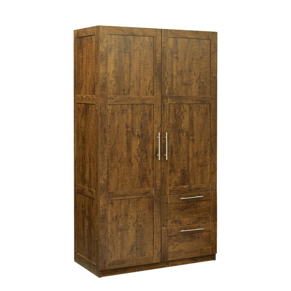 High Wardrobe Cabinet with 2 Doors，2 Drawers and 5 Storage Spaces - - 37427630