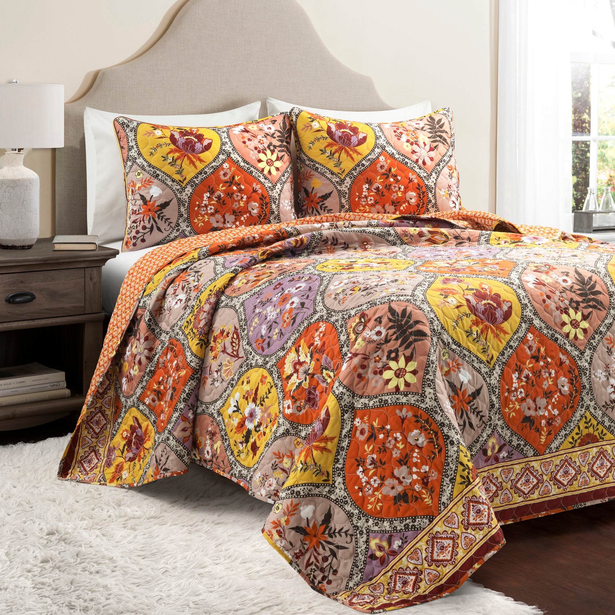 Bedding Bundle: Bohemian Flower Quilt Set + Rosalie Comforter Set