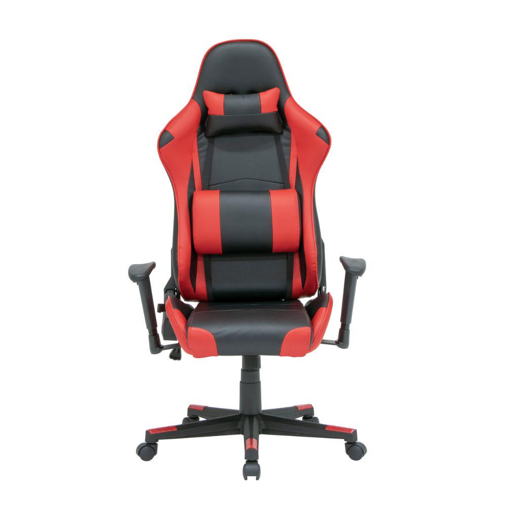 SD Height and Tilt Adjustable High Back Office Gaming Chair with Removable Lumbar and Headrest Pillow  Black and Racing Red PU