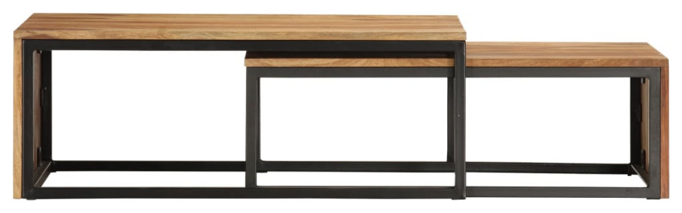 vidaXL Nesting Tables 2 Pcs Coffee Table Side End Table Solid Wood Sheesham   Industrial   Coffee Table Sets   by vidaXL LLC  Houzz