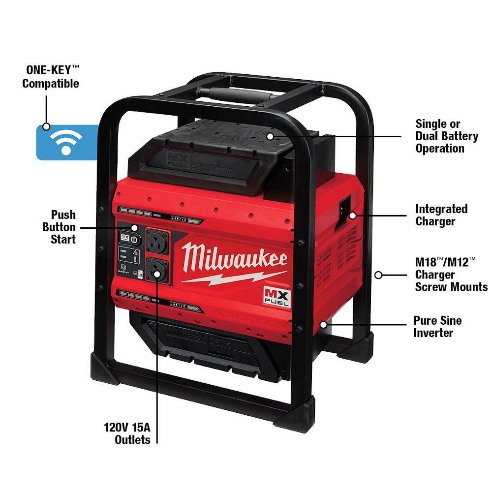 MW MX FUEL 3600W1800W Lithium-Ion Battery Powered Portable Power Station w M18 FUEL Sawzall Recip Saw Combo Kit (2-Tool) MXF002-2XC-2821-22