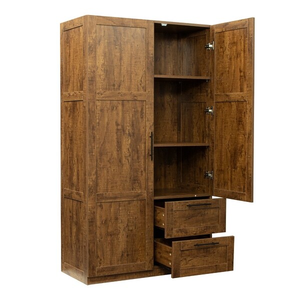 High Wardrobe Kitchen Cabinet with 2 Doors and 2 Drawers - - 35682211