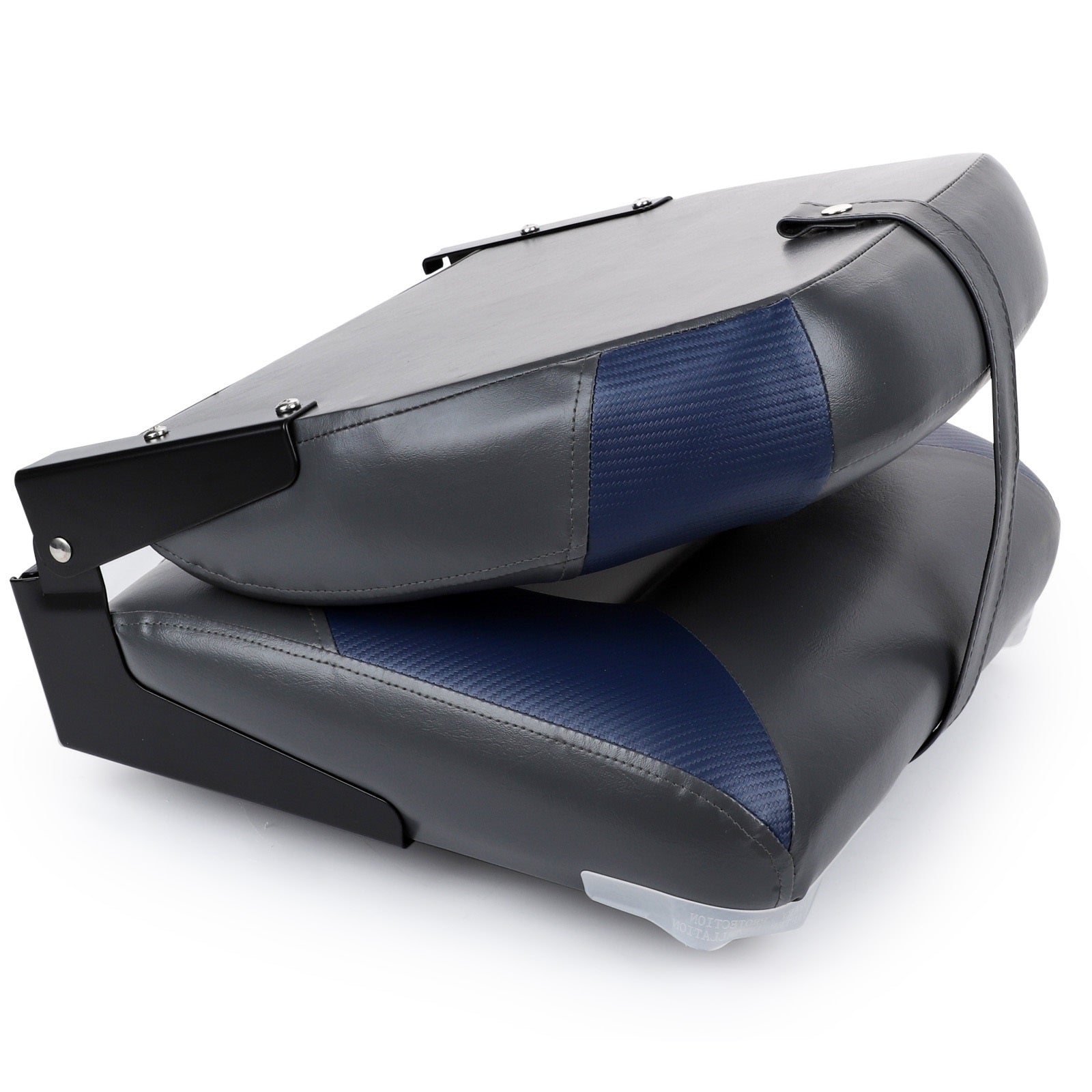 NORTHCAPTAIN Deluxe White/Charcoal/Navy Blue Low Back Folding Boat Seat， 2 Seats