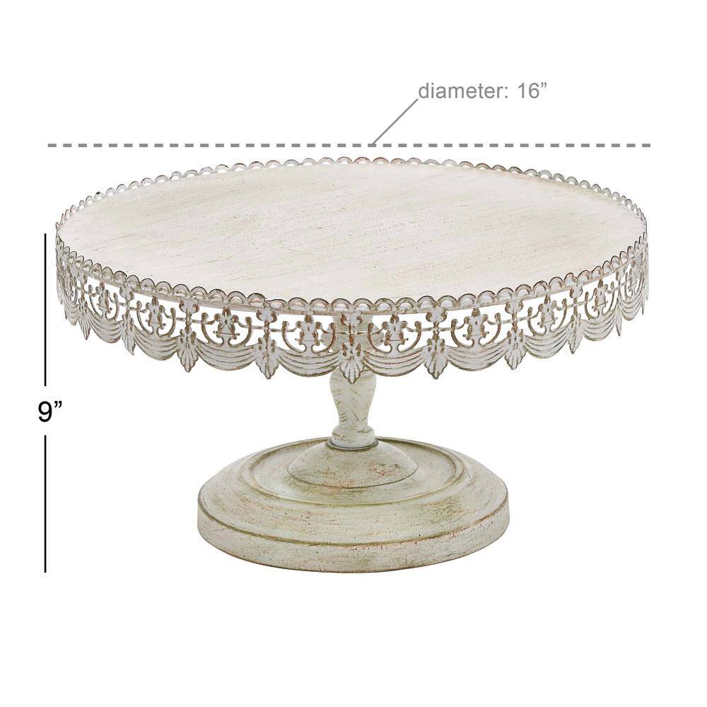 Litton Lane White Decorative Cake Stand with Lace Inspired Edge 50481