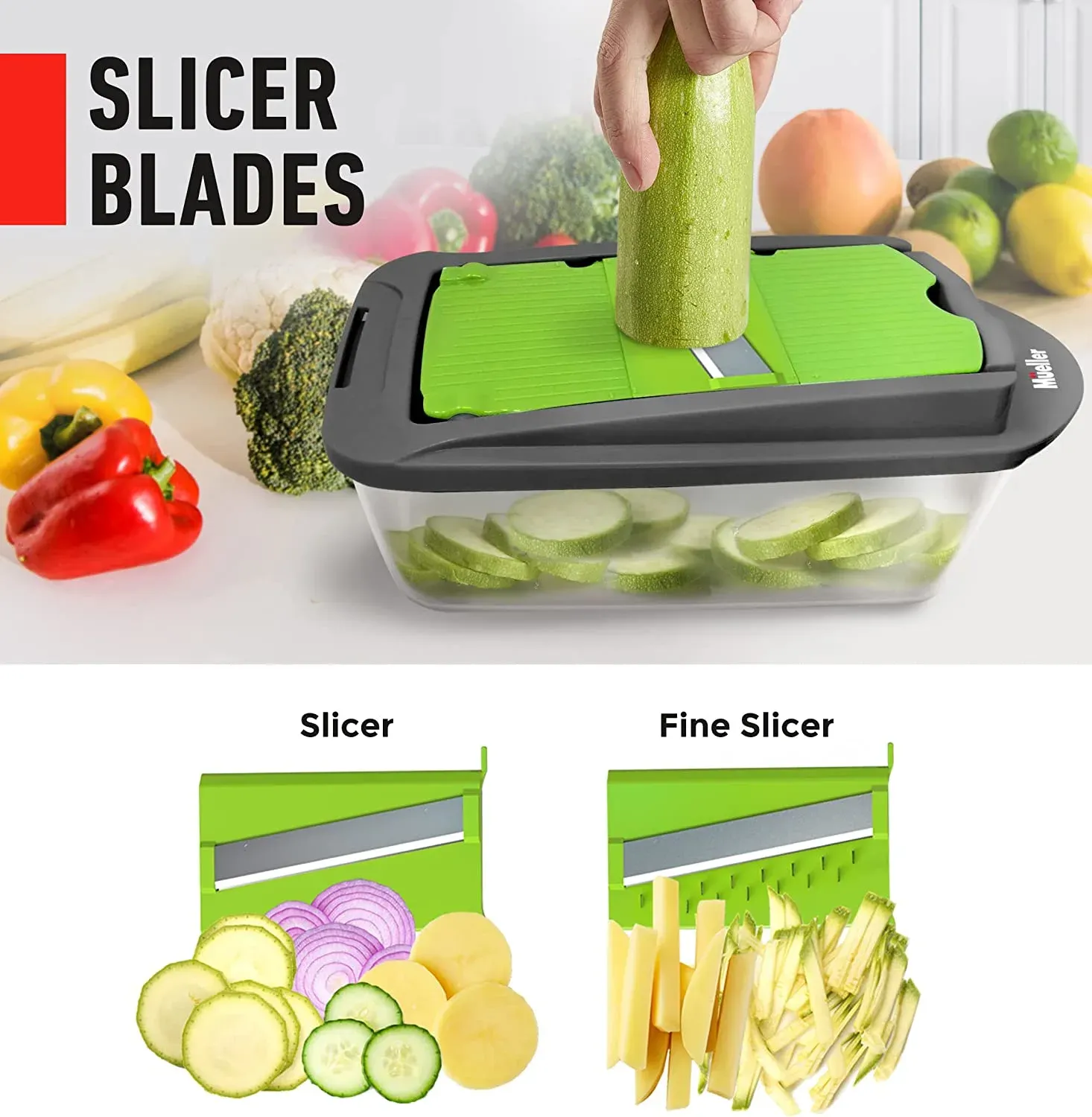 10-in-1, 8 Blade Vegetable Slicer, Onion Mincer Chopper, Vegetable Chopper, Cutter, Dicer, Egg Slicer with Container