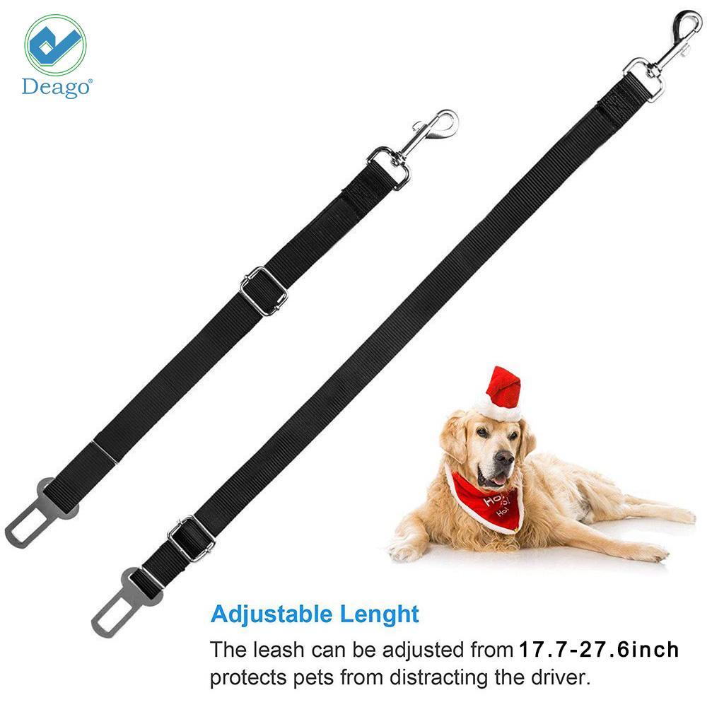 Deago 2 Packs Adjustable Pet Dog Cat Car Seat Belt Safety Leads Vehicle Seatbelt Harness Leashes (Black)