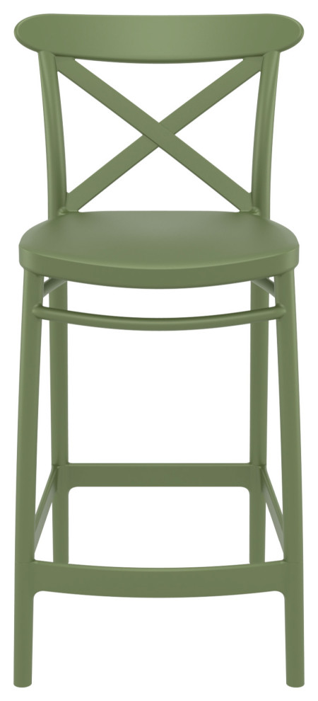 Cross Counter Stool Olive Green   Contemporary   Outdoor Bar Stools And Counter Stools   by VirVentures  Houzz