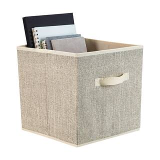 Simplify 12 in. H x 12 in. W x 12 in. D Beige Plastic Cube Storage Bin 25432-FEJ