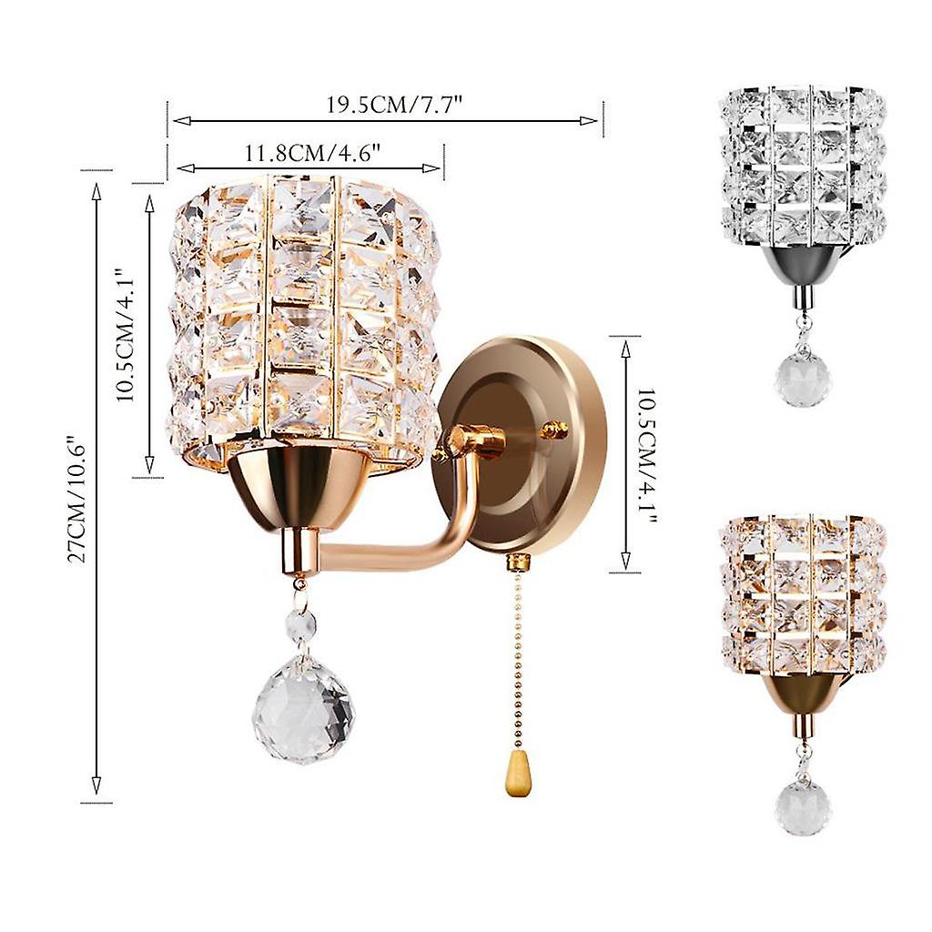 2x Crystal Wall Lamp Fixture Sconces Pendent Light E26/e27 Stairs Golden