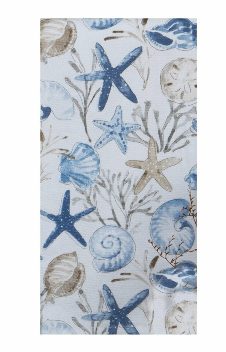 Set of 2 BLUE ESCAPE Shells and Starfish Terry Kitchen Towels by Kay Dee Designs