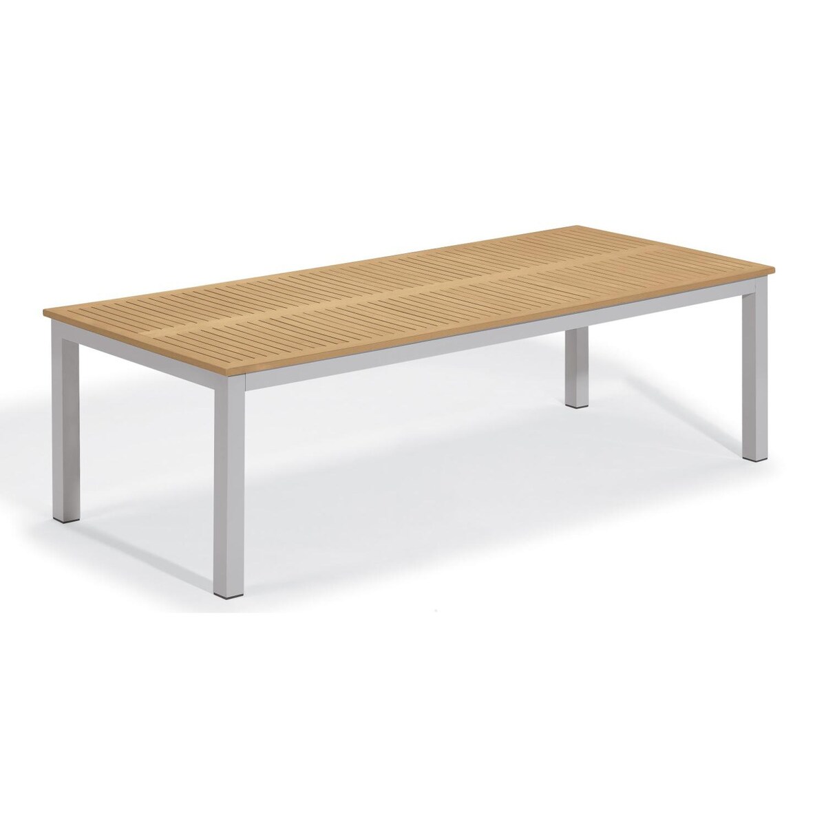 Travira 103 X 42 Inch Rectangular Aluminum Patio Dining Table W/ Tekwood Natural Top By Oxford Garden