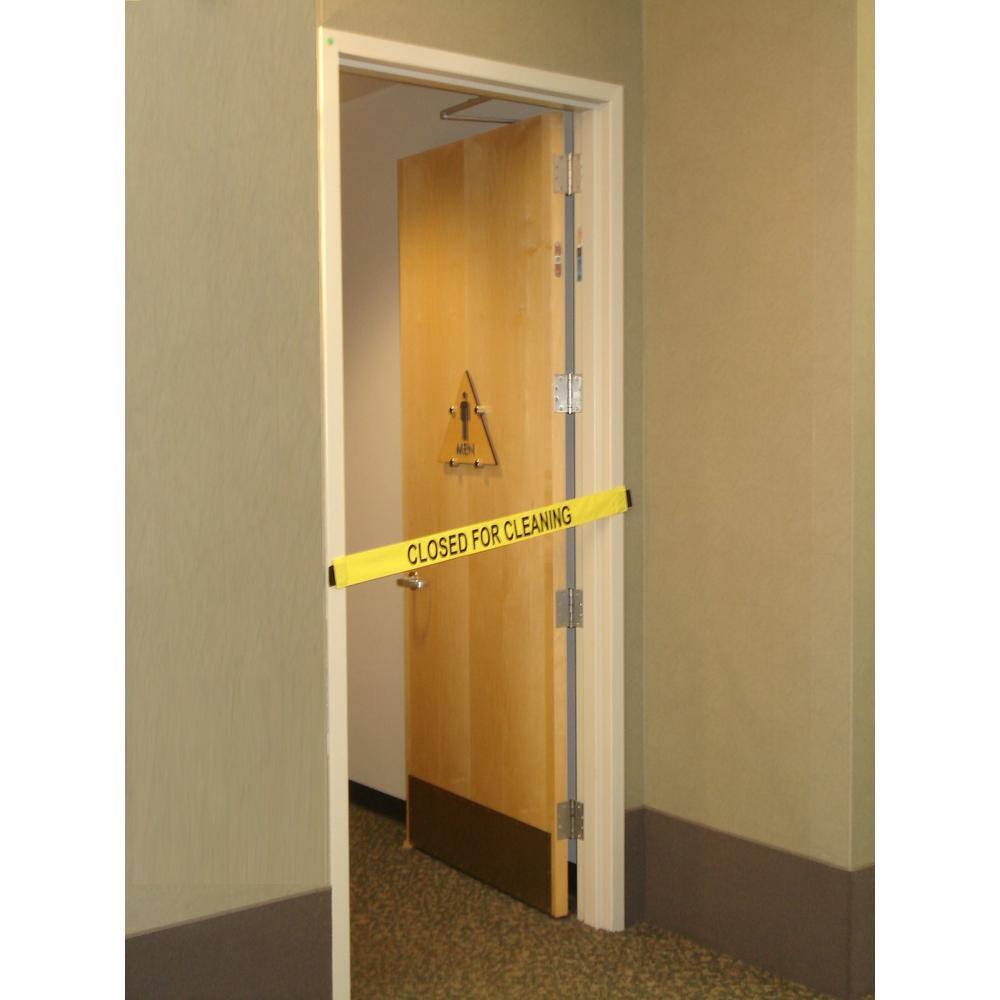 Magnetic Door Barrier Nylon Safety Barrier with Magnetic Ends Closed For Cleaning Imprint Fit's up to a Standard 36 in. wide Doorway MDB-01