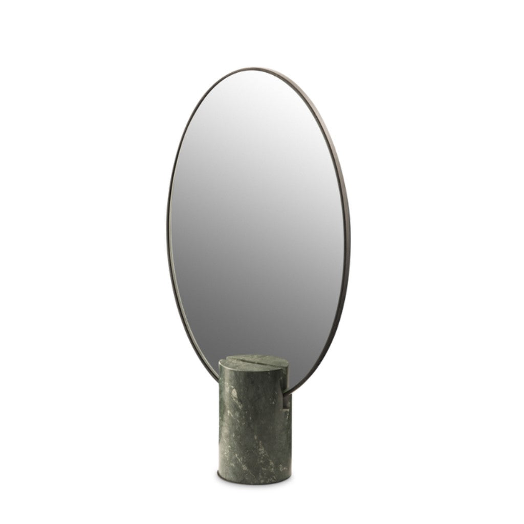 Oval Mirror with Marble Base