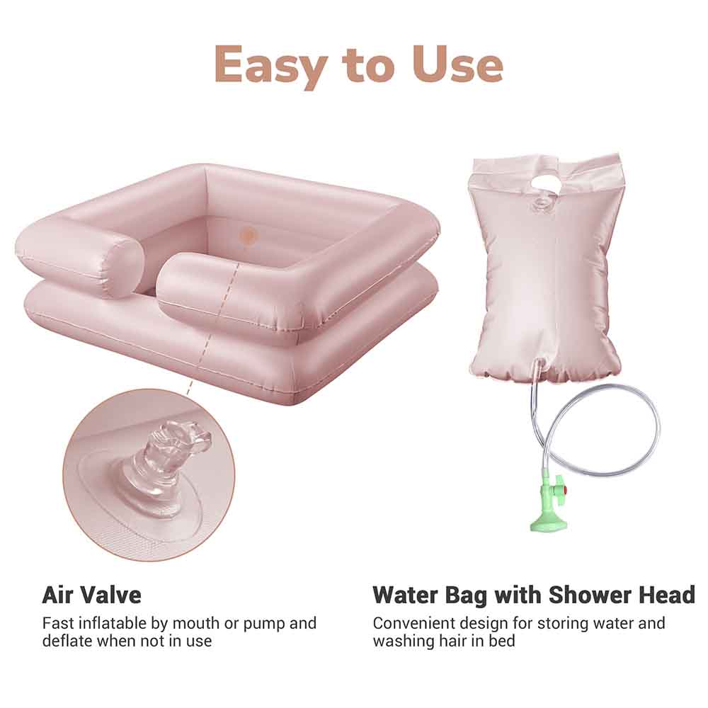 Yescom Inflatable Shampoo Bowls w/Hose Sprayer Water Bag 2ct/Pack