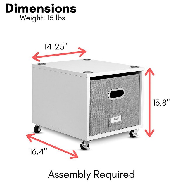 Birdrock Home Rolling Storage File Cabinet With 1 Lateral Drawer White