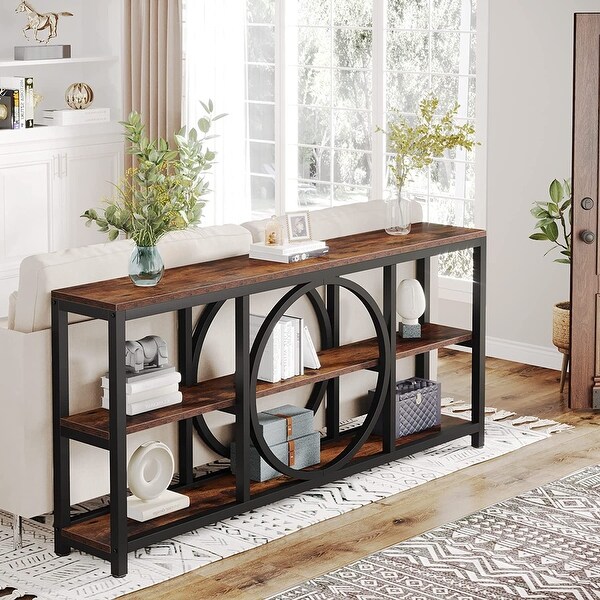 Sofa Console Table， 3 Tiers Industrial Narrow Long Sofa Table