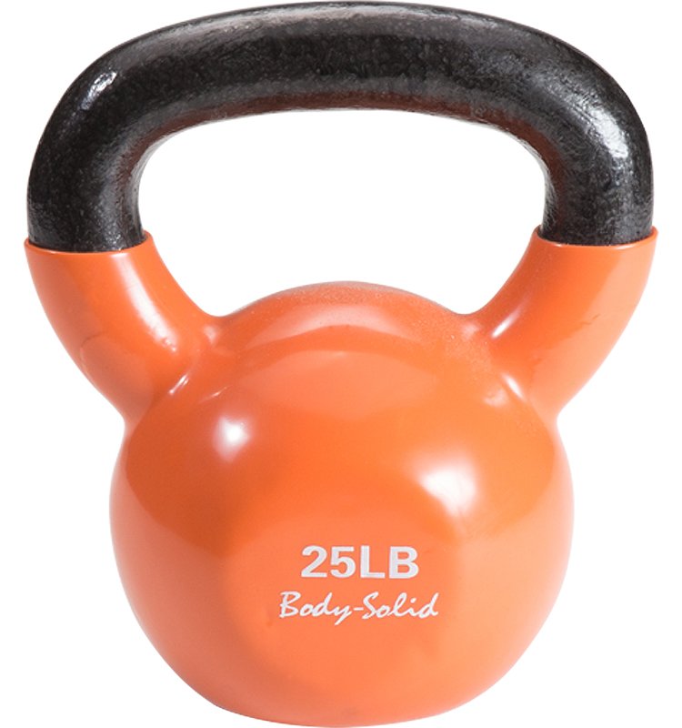 Body-Solid 25 lb Vinyl Dipped Orange Kettlebell