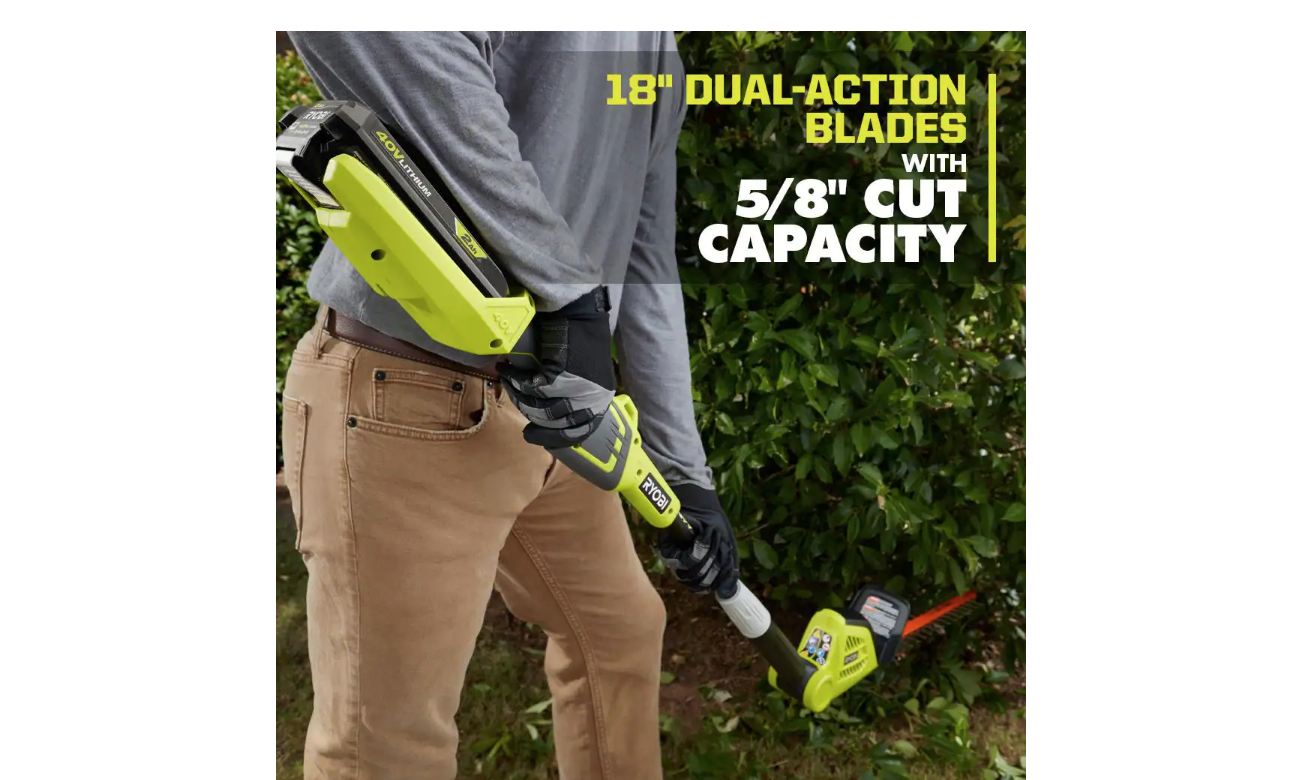 RYOBI RY40603BTL 40V 18 in. Cordless Battery Pole Hedge Trimmer (Tool-Only)