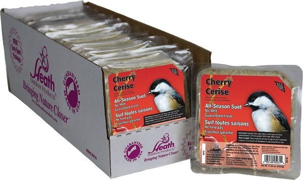 Heath Outdoor Products  Cherry High Energy Suet Cake Bird Food， 11.25-oz cake， pack of 12