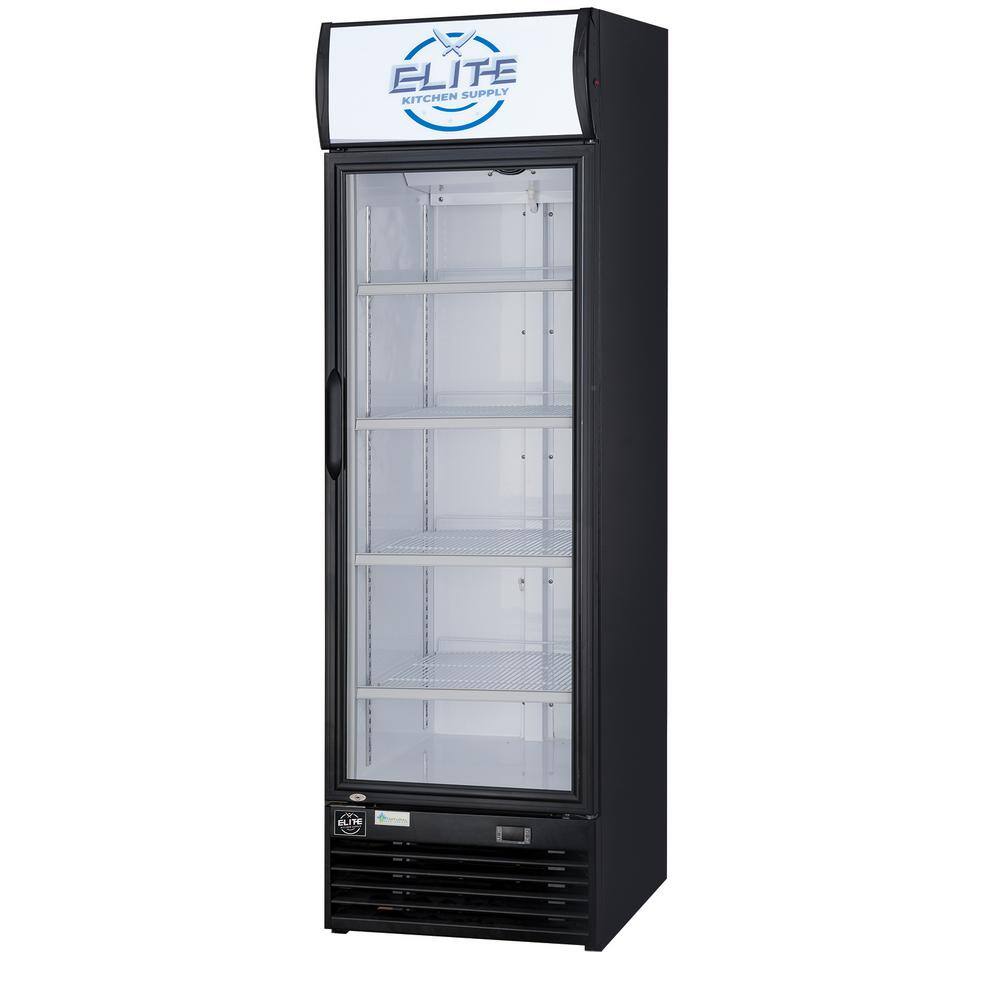 Elite Kitchen Supply 14.7 cu. ft. Commercial Display Cooler Refrigerator with Glass Door in Black EKS-ESM16R