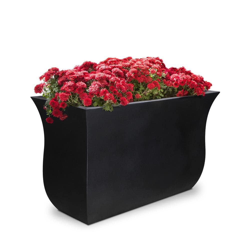 Mayne Valencia 36 in. x 16 in. x 22 in. Black Long Polyethylene Planter 5875-B