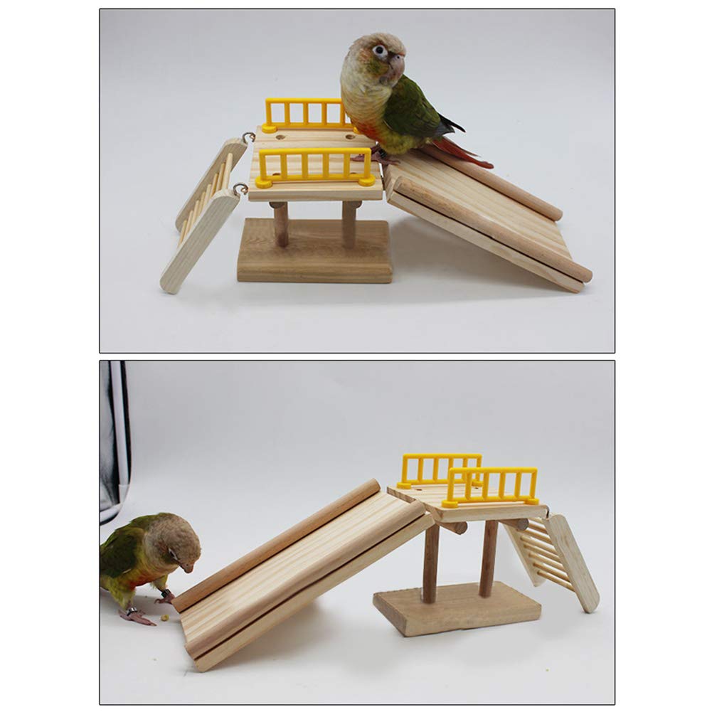 QBLEEV Bird Toys， Slide Training Ladder Trick Parrots Toys， Intelligence Educational Prop Table Cage Top Foot Toys， Birds Perch Platform for Conures Parakeets Cockatiels