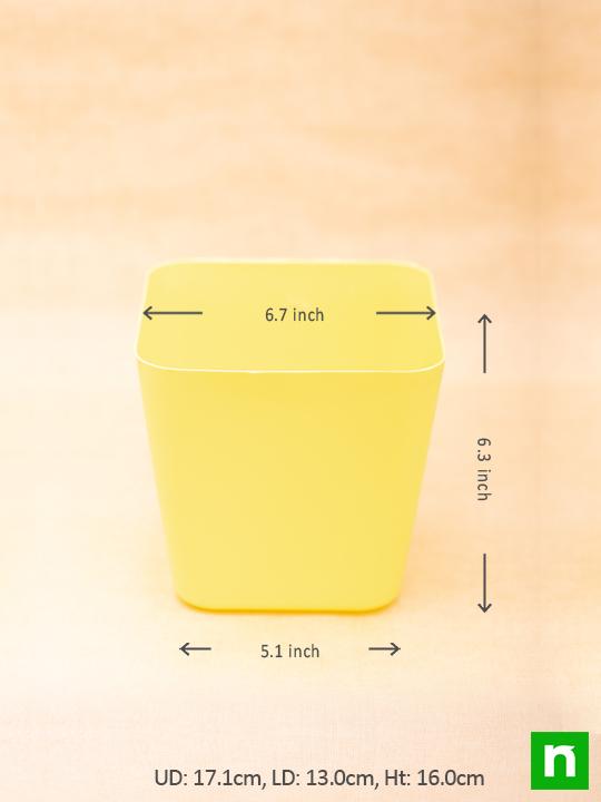 6.7 inch (17 cm) Square Plastic Planter with Rounded Edges (Yellow) (set of 3)