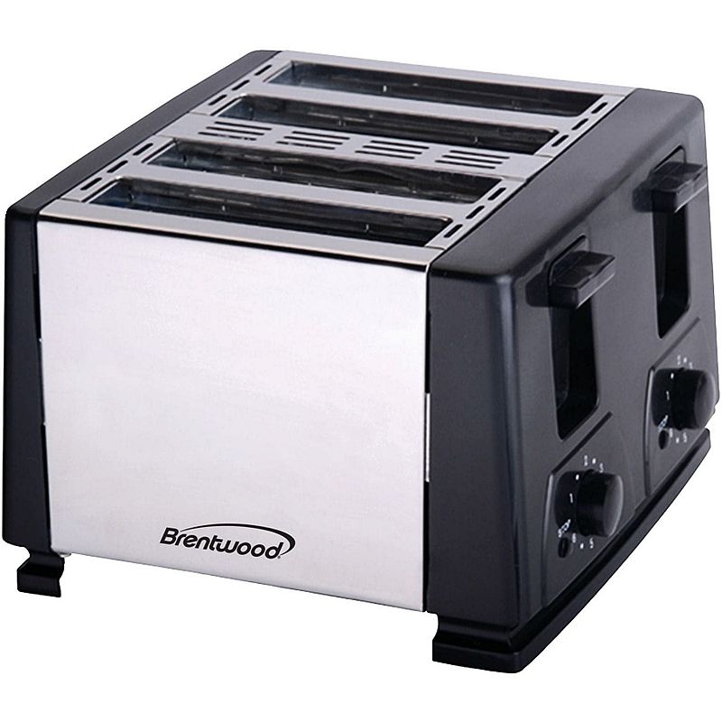 Brentwood 1300W 4 Slice Toaster in Black and Silver