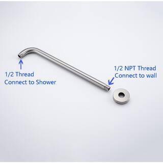 RAINLEX 24 in. 600 mm Round Wall Mount Shower Arm and Flange Brushed Nickel L2BN-600