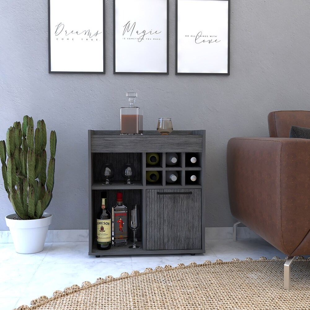 Bar Cabinet With Two Concealed Shelves And Six Wine Cubbies