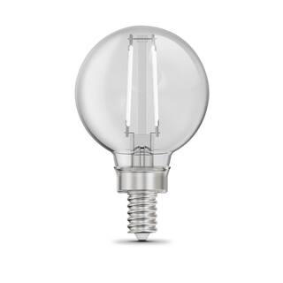 Feit Electric 40-Watt Equivalent G16.5 E12 Candelabra Dimmable White Filament CEC Clear Glass LED Light Bulb Soft White 2700K(2-Pack) G1640927CAWFILHDRP2