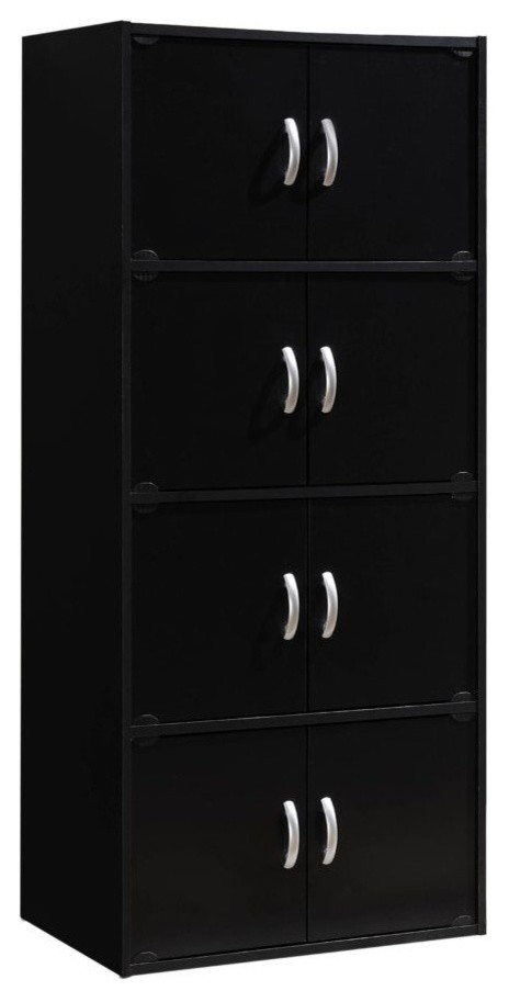 4 Shelf  8 Door Bookcase  Black   Transitional   Bookcases   by Homesquare  Houzz