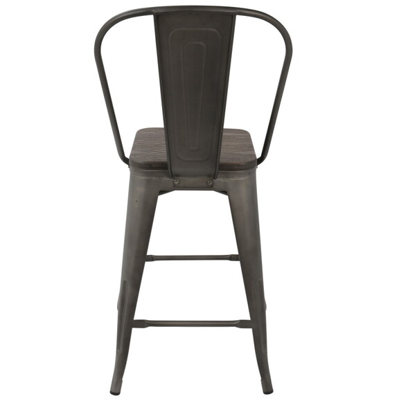 Oregon Industrial High Back Counter Stool in Antiq...