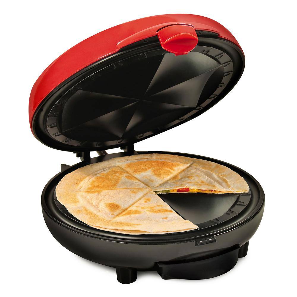 TACO TUESDAY 50.25 sq. in. Red Quesadilla Maker with Extra Stuffing Latch TCTEQM8RD