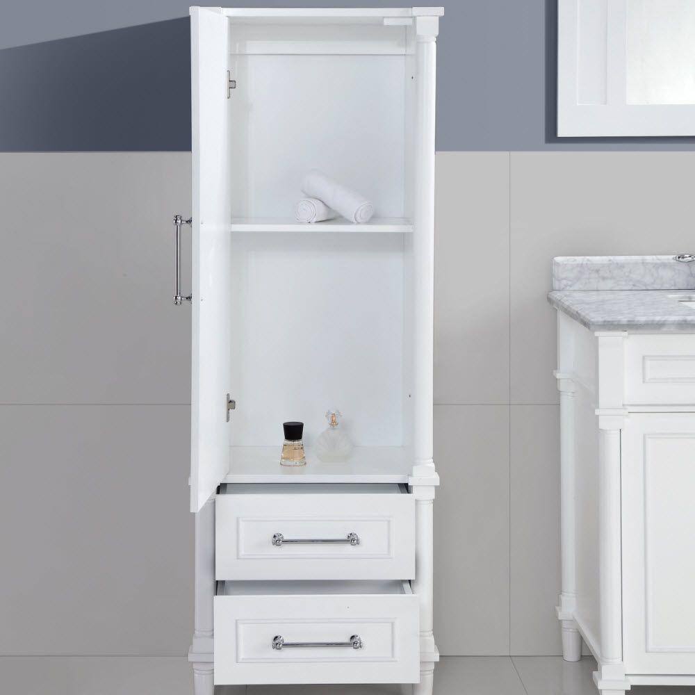 Home Decorators Collection Aberdeen 20-710 in. W x 60 in. H x 14-25 in. D Bathroom Linen Storage Cabinet in White 8104000410