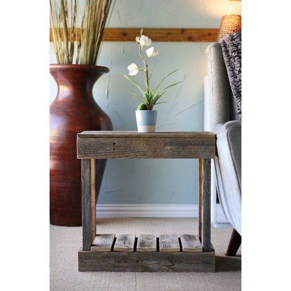 Slatted Reclaimed Wood End Table