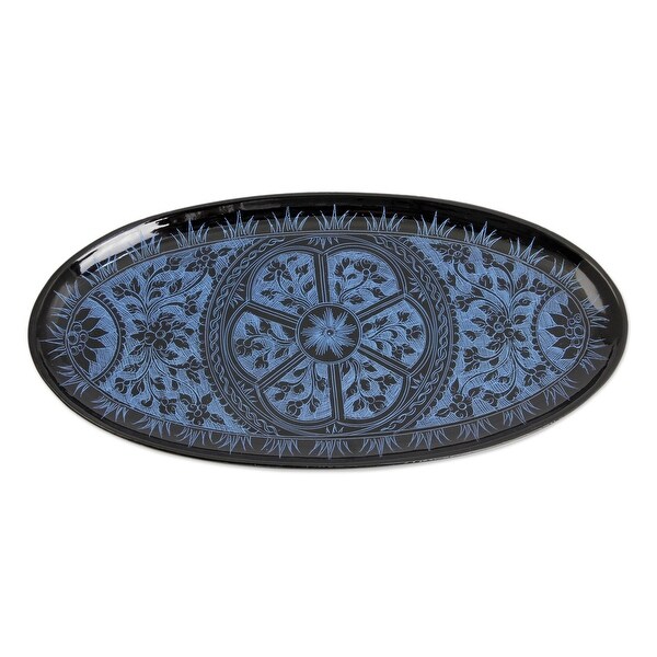 Novica Handmade Floral Medallion Lacquered Wood Catchall Tray