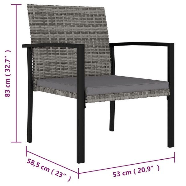 vidaXL 3 Piece Patio Dining Set Poly Rattan Gray