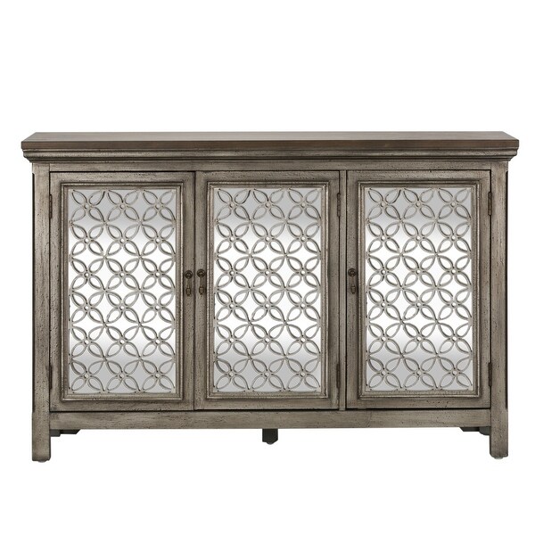 Westridge Wirebrushed Gray White Worn Wood 3 Door Accent Cabinet