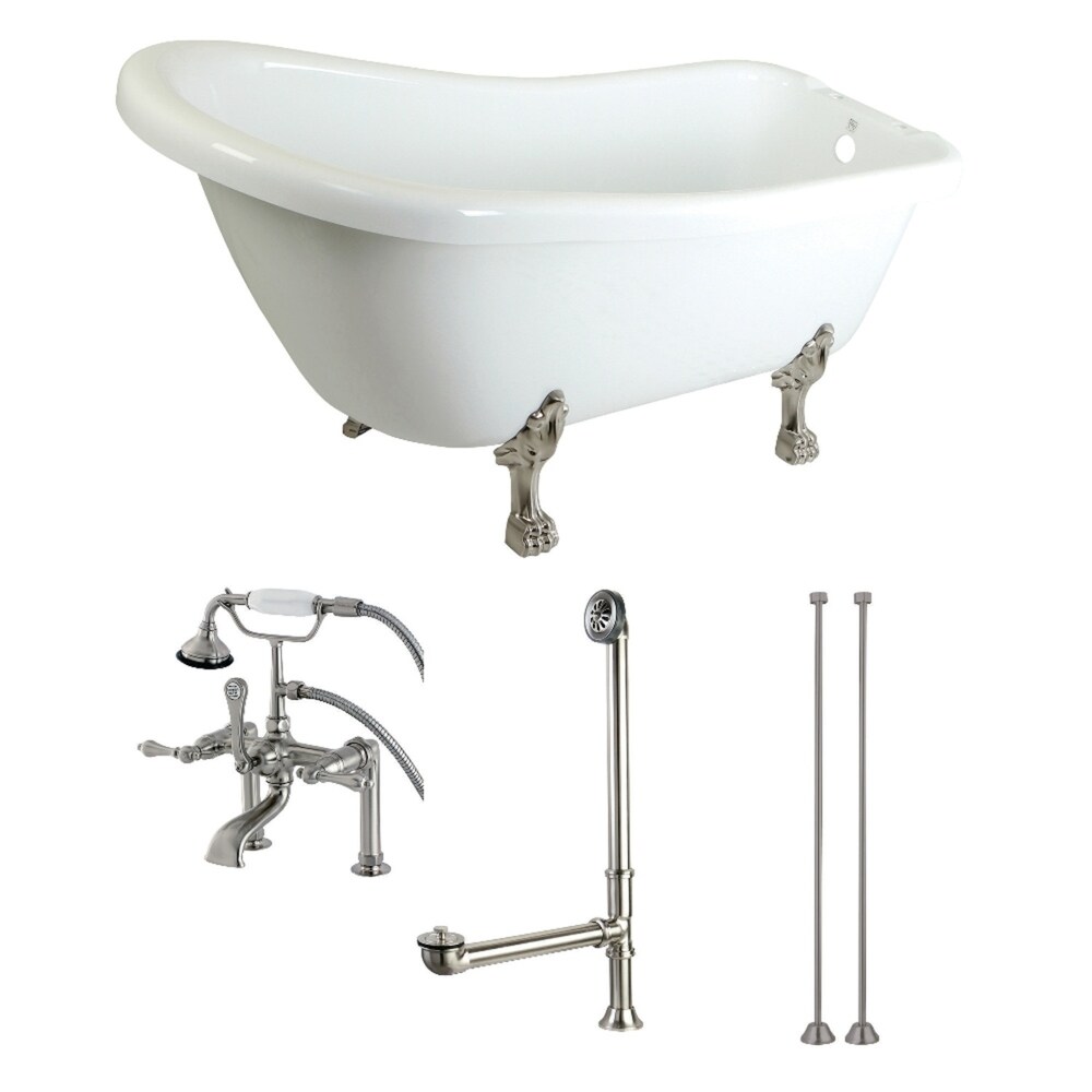 Slipper 69 inch Acrylic Clawfoot Tub with Faucet Combo