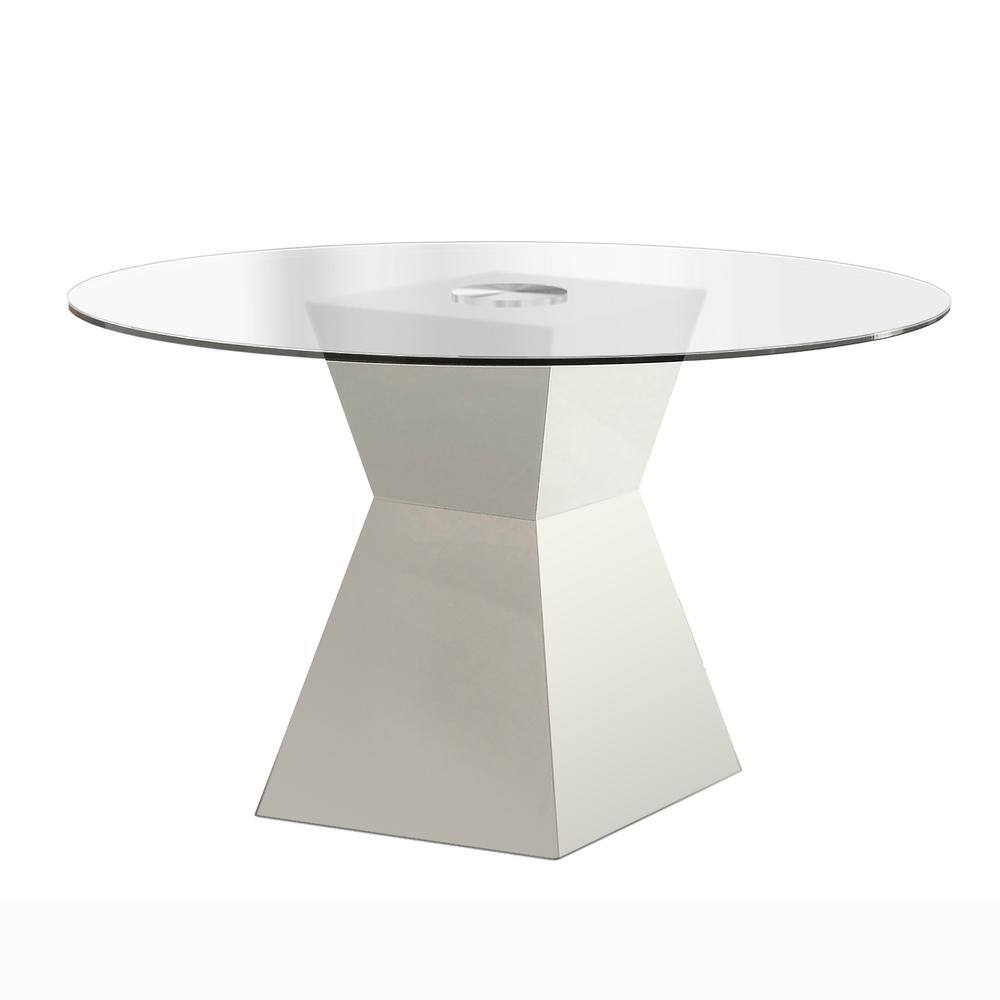 Furniture of America Alastore 45 in. Round White Glass Dining Table IDF-8371WH-T