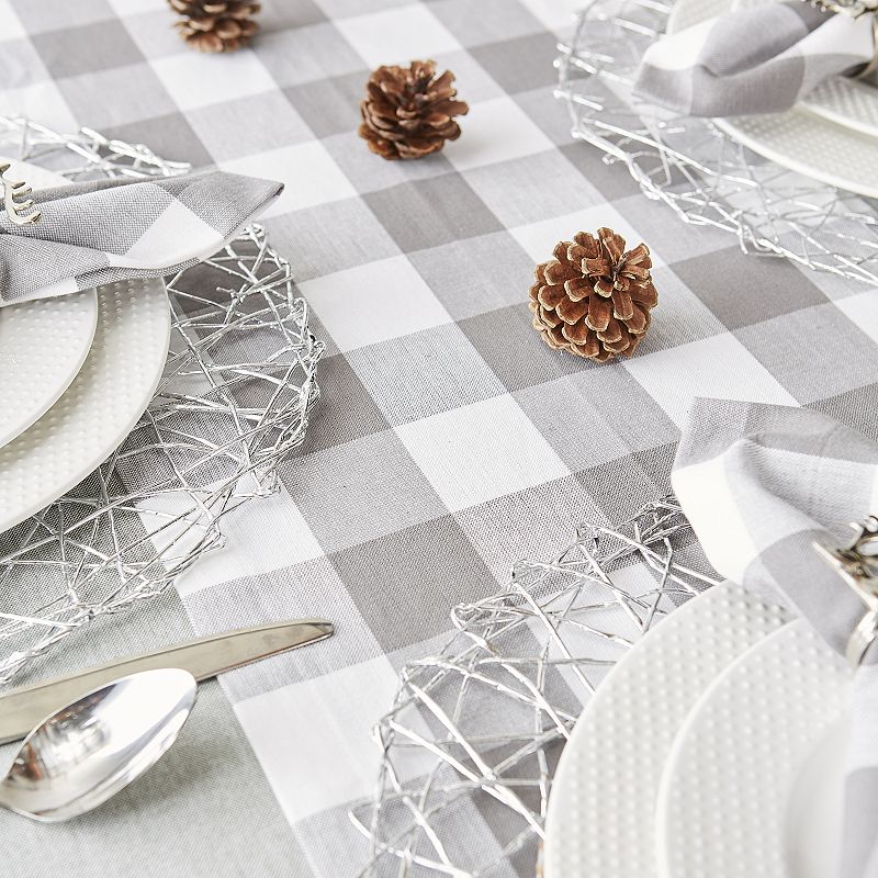 14 x 72 Gray and White Checkered Table Runner